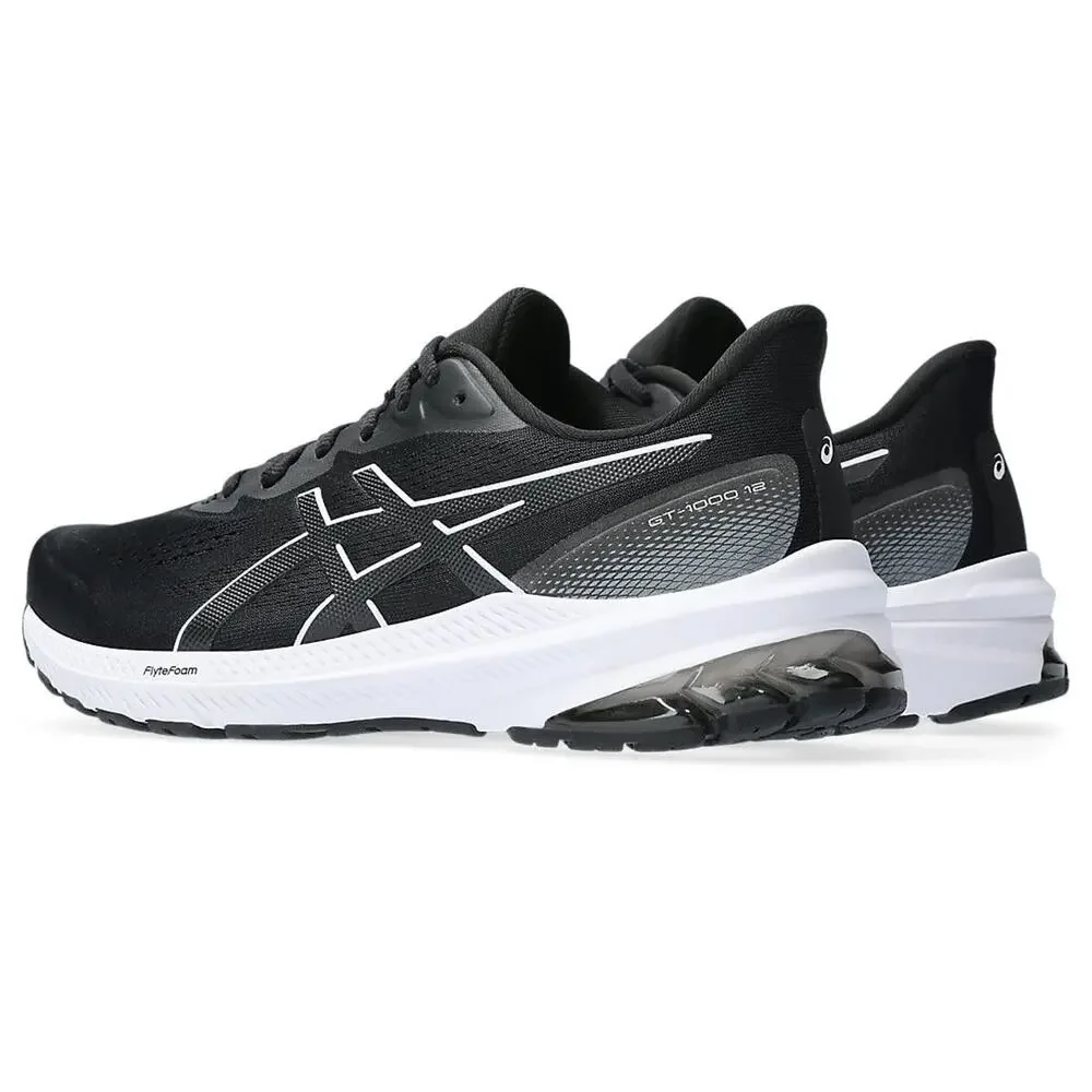 ASICS WOMENS GT-1000 12 RUNNING SHOES 5 BLACK WHITE